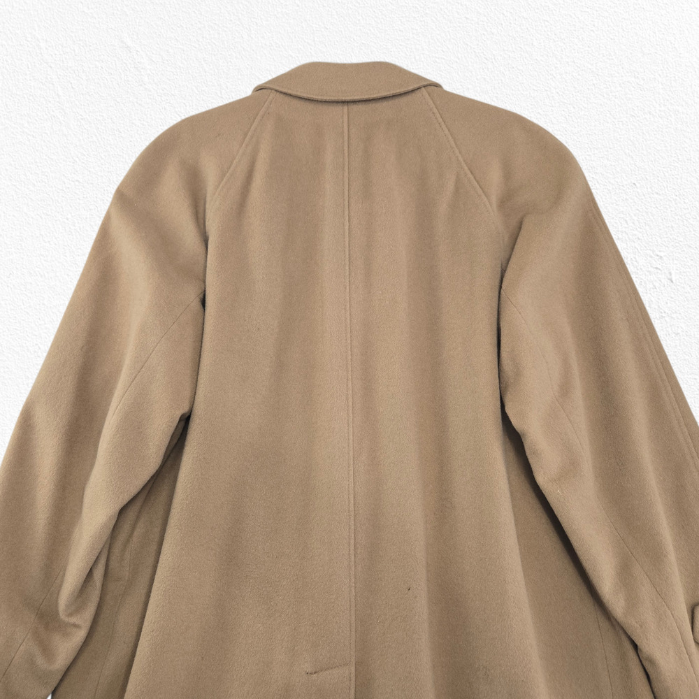 Vintage 70s Lodenfrey Camel Minimalist Overcoat West Germany Wool Mohair Coat XL - Picture 8 of 16